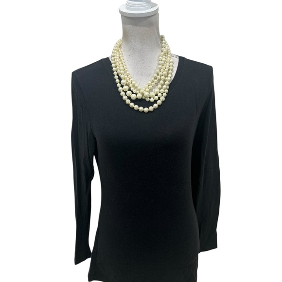 J. Crew Classic Cream Beaded faux pearl layered 5 multi strand Necklace marked - Picture 4 of 11